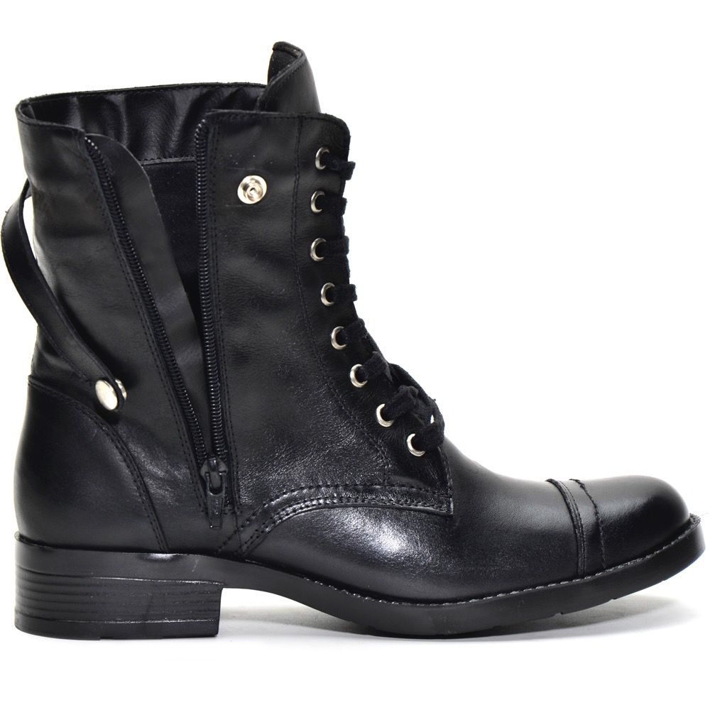 Bota Feminina Coturno Couro Legítimo Preto A7080