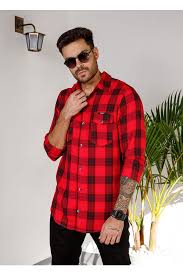 Camisa Xadrez Manga Longa Masculina Revanche Bohicon Vermelho