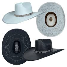Chapéu Country Mundial Dakota Preto Branco Strass Aba 12